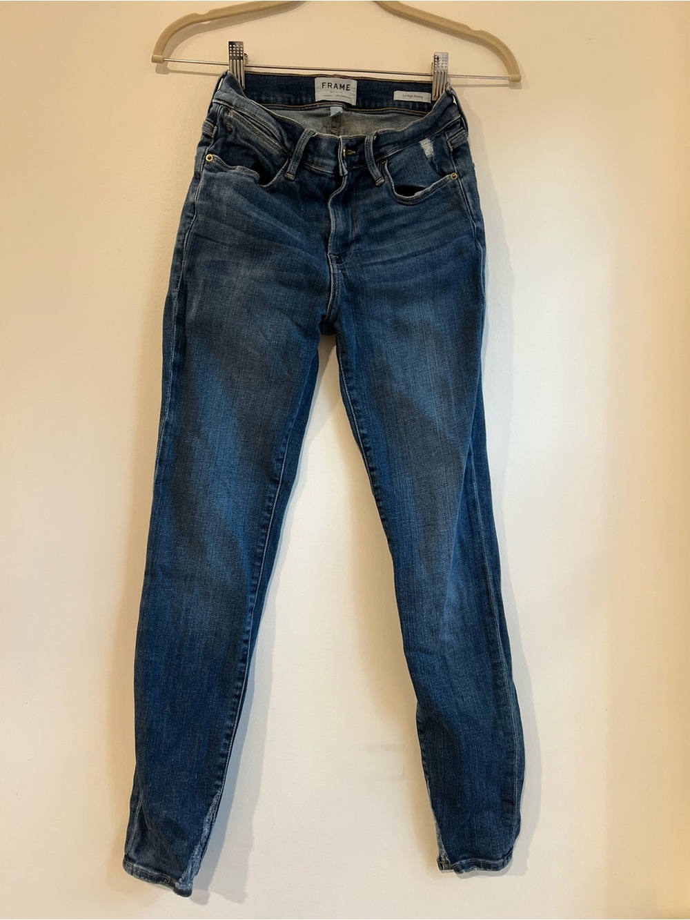 Frame Denim Dark Blue High-Rise Skinny Jeans